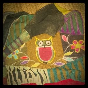International Rising patchwork sling bag with owl